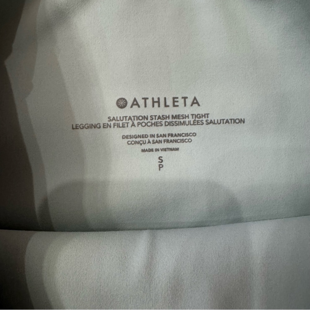 Athleta S SALUTATION STASH HIGH RISE MESH 7/8 TIGHT Small Dawn Blue Exc. Cond. - Picture 5 of 10